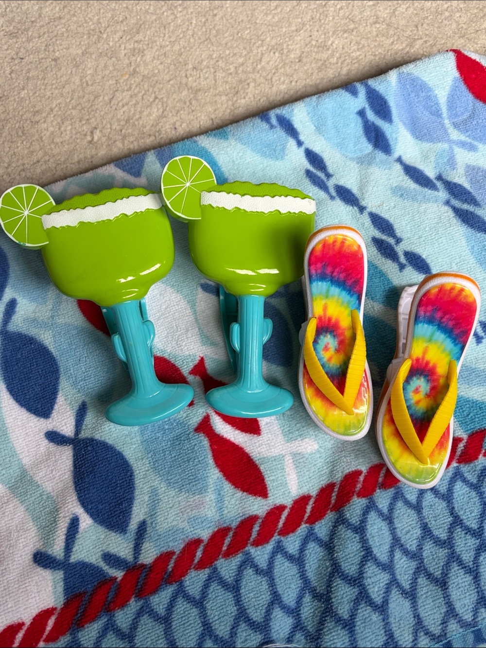 Margarita and Flip Flop Beach Towel Chair Clips